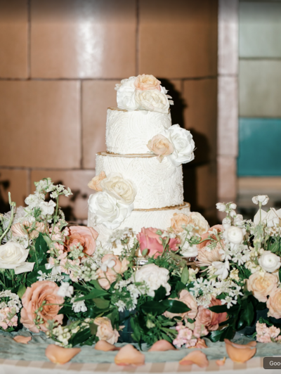 wedding cake with flowers