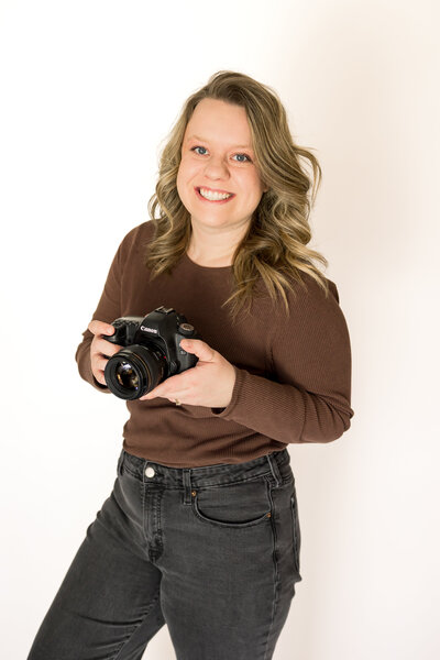 Emily Berger Tacker with a camera