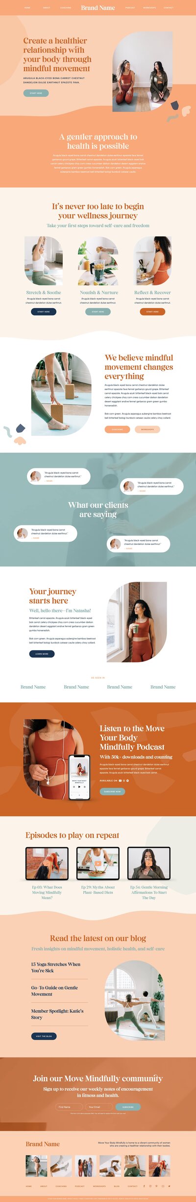 Showit website template for health & wellness pros, content creators, & educators