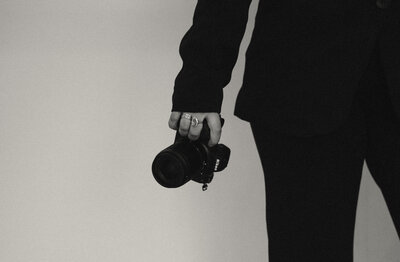 Black and white photo of camera