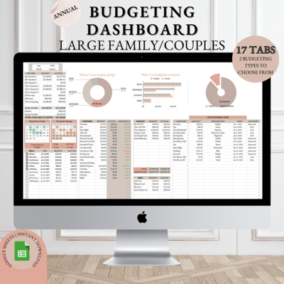 Family and couples Budgeting dashboard spreadsheet