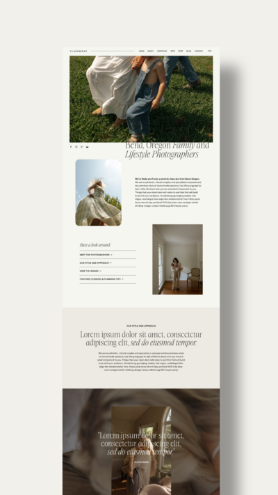 Grand Boulevard Showit website template for wedding photographers