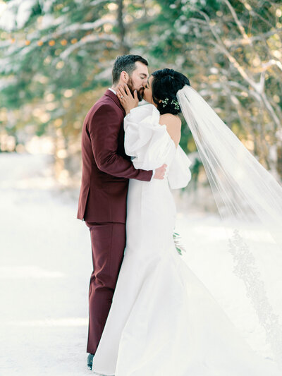 Bride and groom walk up memorial steps at their DC wedding