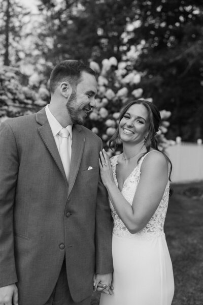Bride and groom walk up memorial steps at their DC wedding