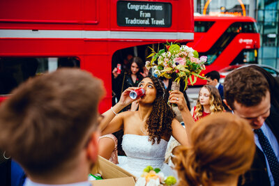 London Red bus Wedding Photography