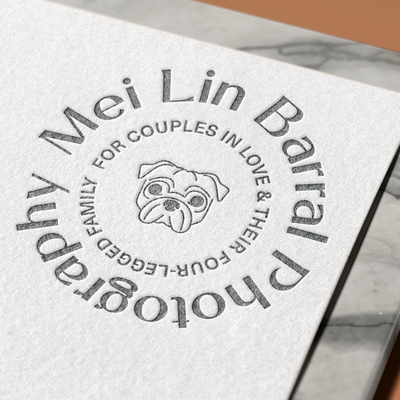 embossed paper for pet with logo for pet photographer Mei Lin Barral