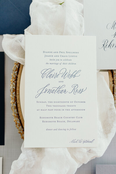Custom calligraphy wedding invitation in gray ink