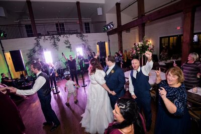 Bride and groom dancing