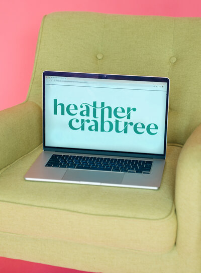 heather crabtree's logo inside laptop
