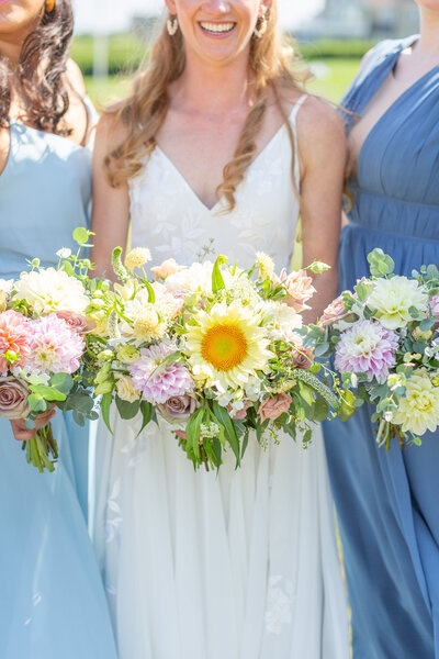 floral bouquets held by wedding party