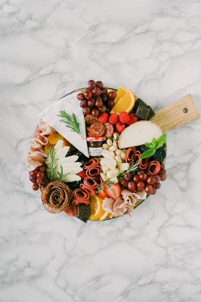 Charcuterie Board with salami rose