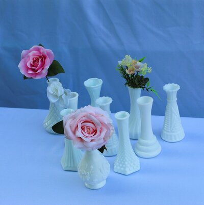 milk glass vases for rent