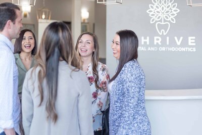 Samantha Green with Autumn looking at each other in Frisco TX at Thrive Dental