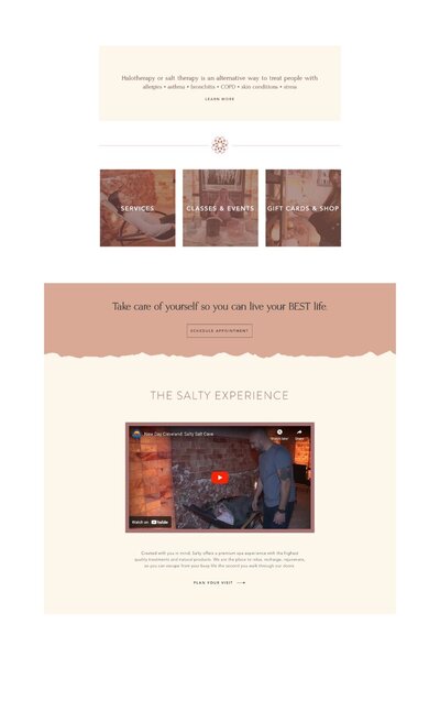 Second after image of Salty’s website, featuring a sleek and professional design tailored for wellness services.