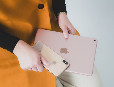 Close up of ipad of website copywriter