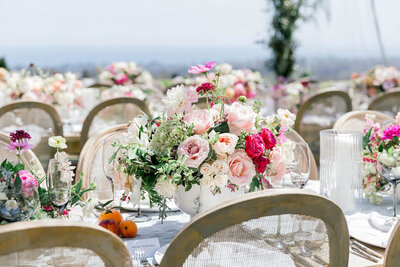 Dinner reception in Montecito for birthday under clear-top tent