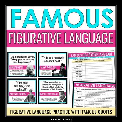 1 Figurative Language Task Cards Famous Quotes