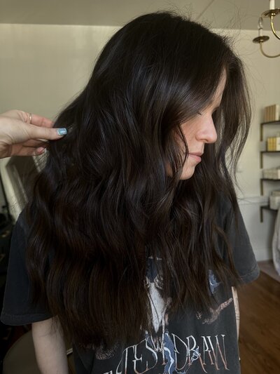 Rich, warm brunette from Moxie Hair Studio