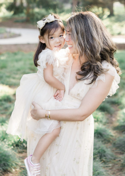 A mom and toddler during their spring mini session in Littleton, Colorado