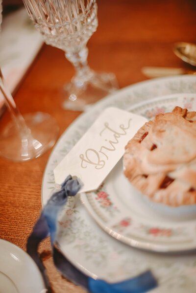 vintage tea party table with tag place cards