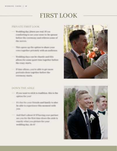 Minimal Wedding Video Guide First Look Page