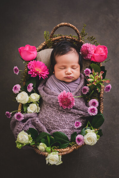 Sleeping newborn wrapped in linen — elegant Marin County newborn photography