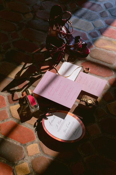 Custom invitation suite for luxury Florida wedding