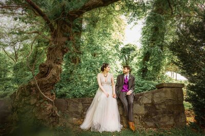 wedding portrait in a garden at Washington D.C.