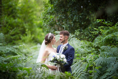 Bride and Groom portrait at Speech House Woods, Gloucestershire