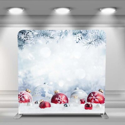 christmas photo booth backdrop for the holidays with snow flaks and ornaments