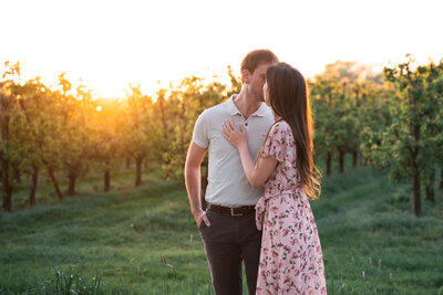Couple having engagement photos in a vineyard in Provence France