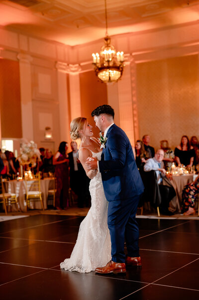 Bride and groom dance  at the W Chicago City Center.