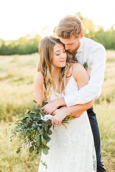 boho inspired wedding bride and groom