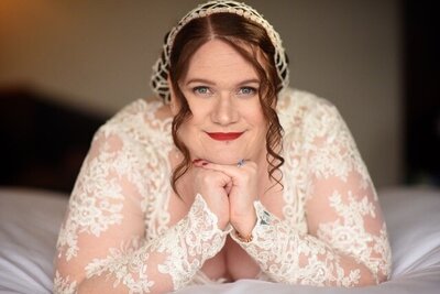 red lip bride