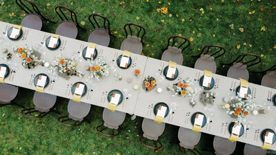 overhead shot of tablescape details coordinated by AK Events Co