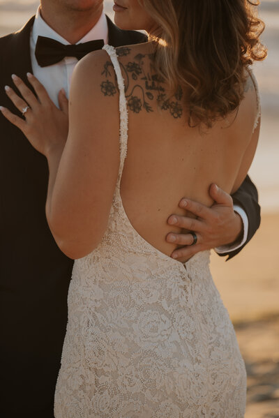 back dress shot for a wedding in san diego california
