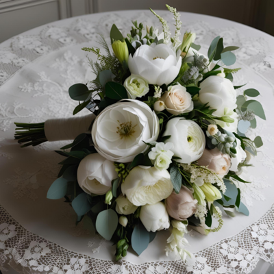Winter wedding paper whites bouquet