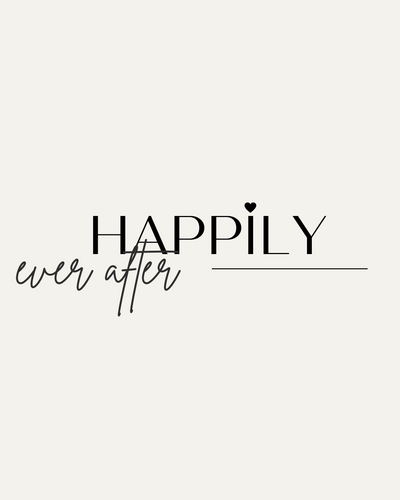 Happily Ever After logo featuring elegant black text with a small heart over the letter i, representing CPTSD Medicine’s six-month healing program