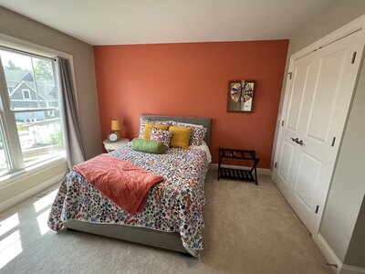 Bedroom with Coral walls