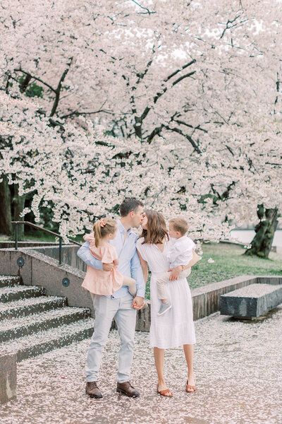 DC family photo session during cherry blossom season at the Tidal Basin