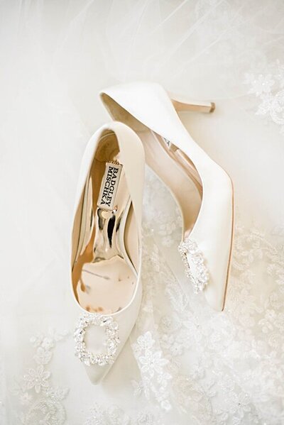 Beautiful white wedding shoes at the Olana