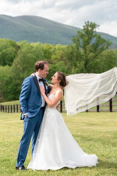 Virginia bride and groom on hillside