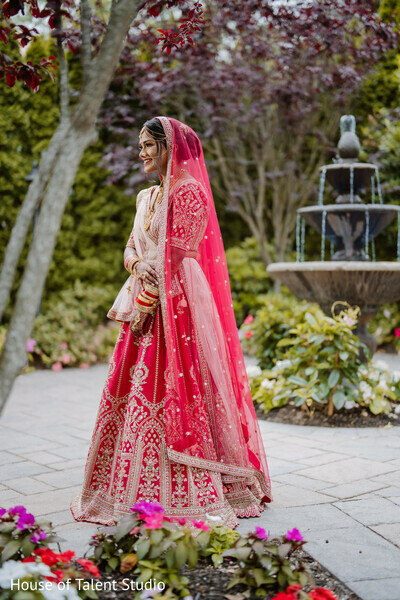 Bride in beautiful red lengha