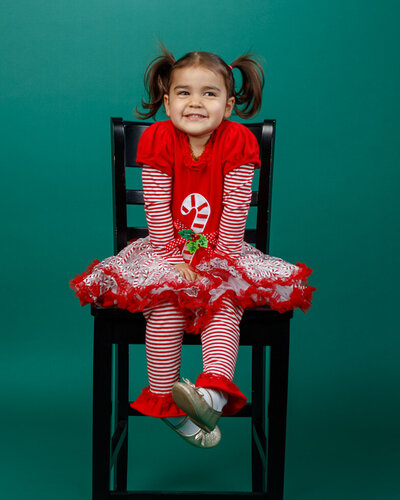 Toddler Girl Pigtails Red Candy Cane Dress