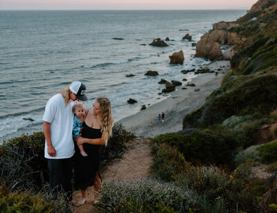 family walking on beach