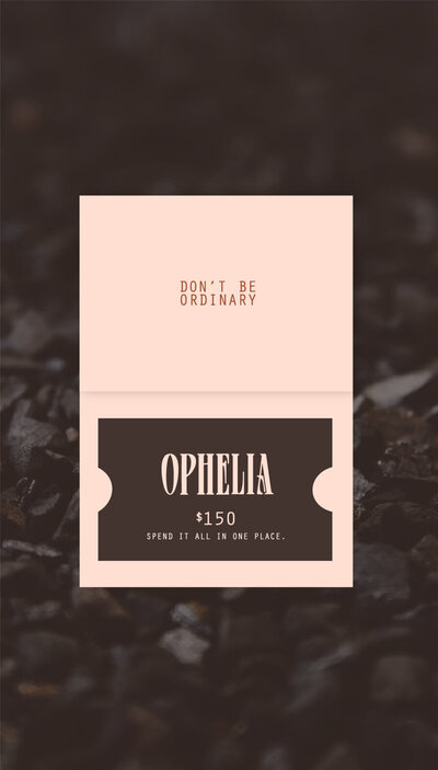 mockup for a gift card and gift card packaging mockup for ophelia fine jewelry
