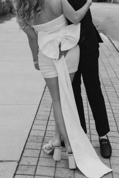 atlanta modern city engagement with bow on dress
