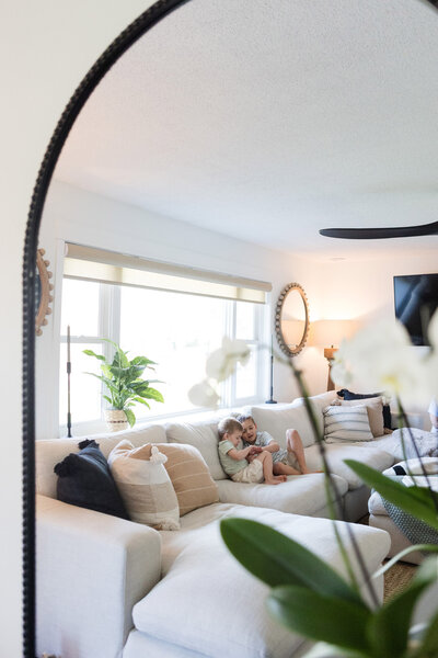Family enjoying their living room that was just cleaned by professional cleaners