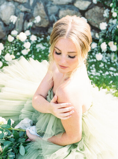 Romantic Bridal Portrait in a Garden Setting