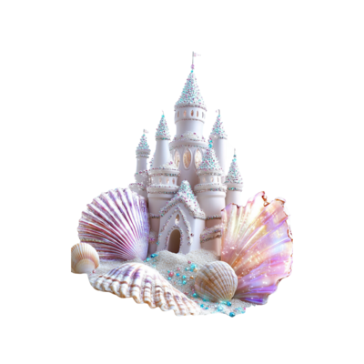 Oceanic Sand Castle Design in Mermaid Star Template Symbolizing Beachside Elegance